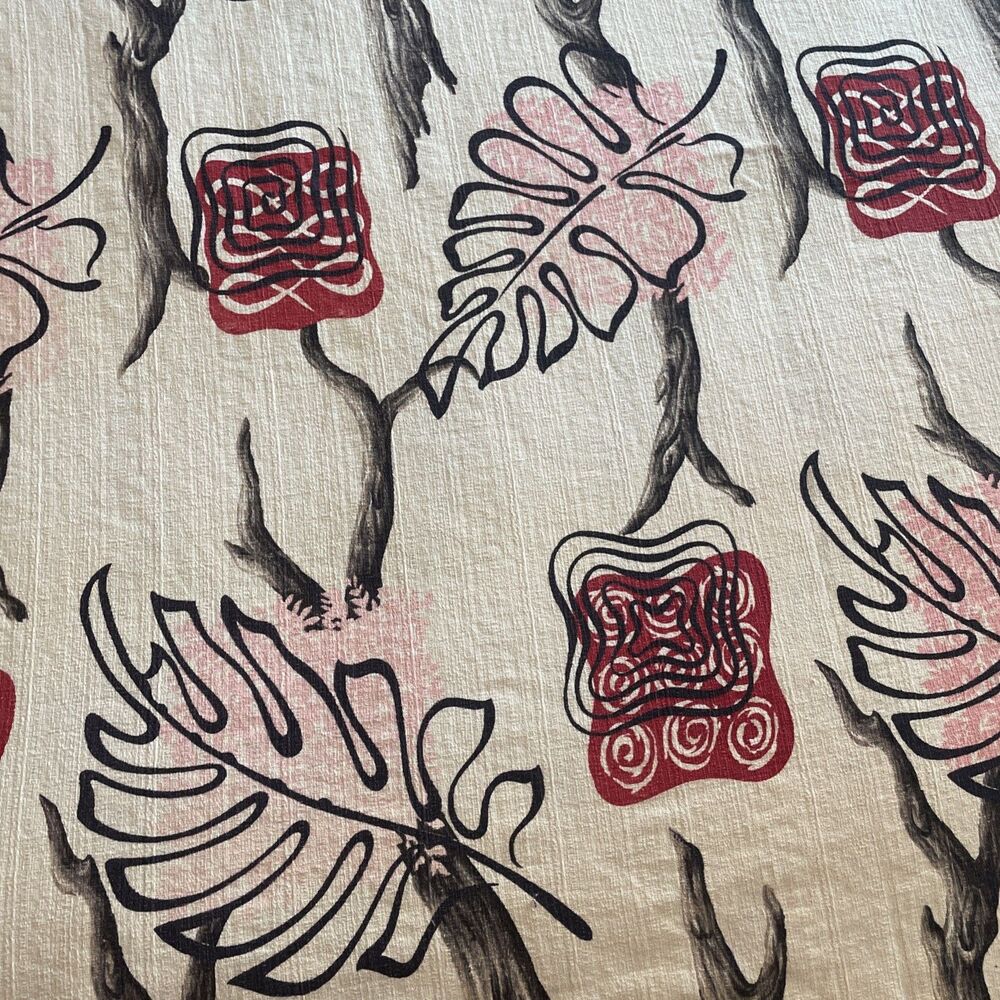 Vintage Bark Cloth Mid Century Tropical Hawaii 70x85”